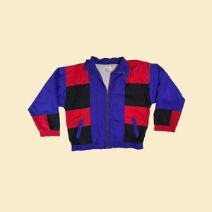 Vintage 90s colorblock windbreaker, XL purple/red zip up jacket by DTL